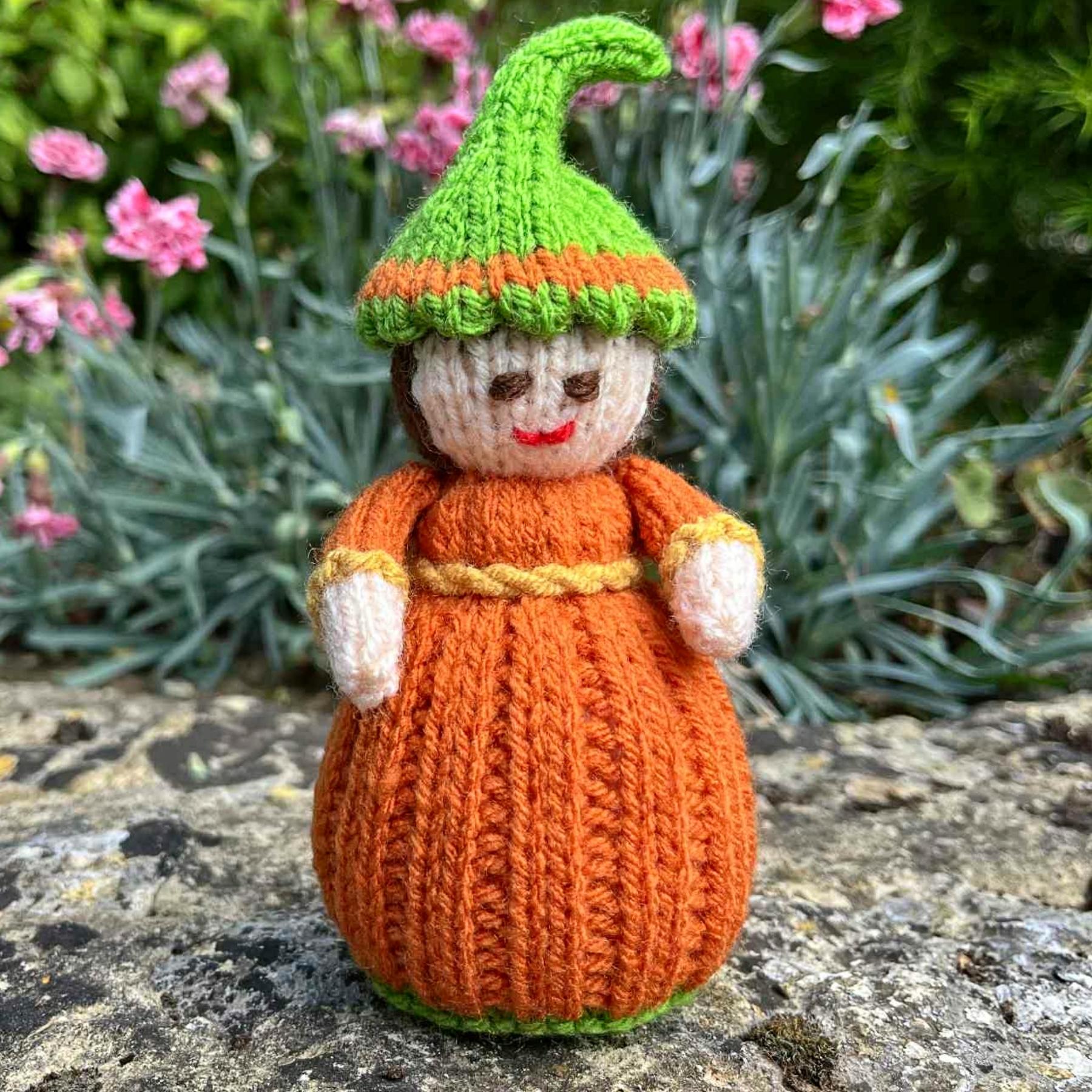 Halloween Pumpkin Doll Knitting Pattern - Toy Knitting Pattern