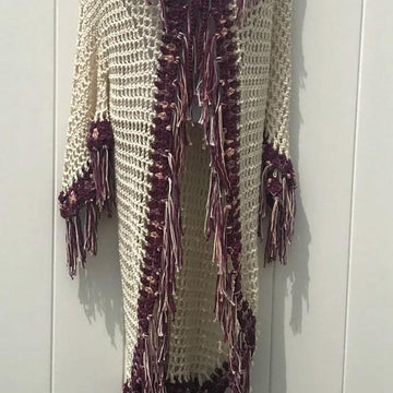 Tribal Open Poncho With Sleeves