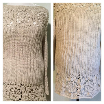 Lace Motif Tunic Sweater