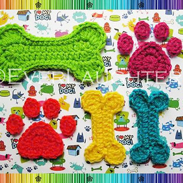 Dog Paw and Bone Applique