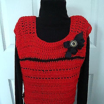 715 red crochet vest, baby to adult plus size