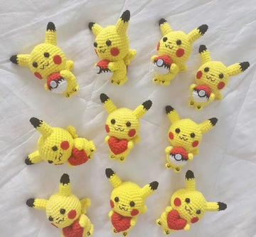 Cuty PikaPika Amigurumi with Heart/ Ball Pendant Crochet Pattern