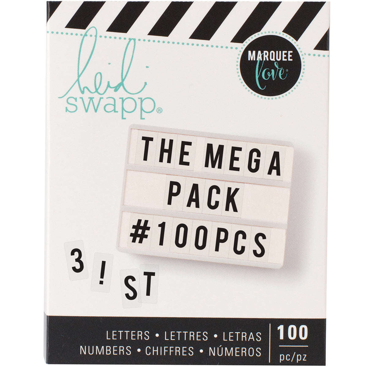 American Crafts Heidi Swapp Lightbox Original Mega Pack Inserts 100/Pkg - Alphabet & Numbers/Black