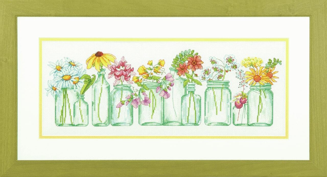 Dimensions Counted Cross Stitch Kit: Mason Jar Line-up - 45.7 x 17.7cm