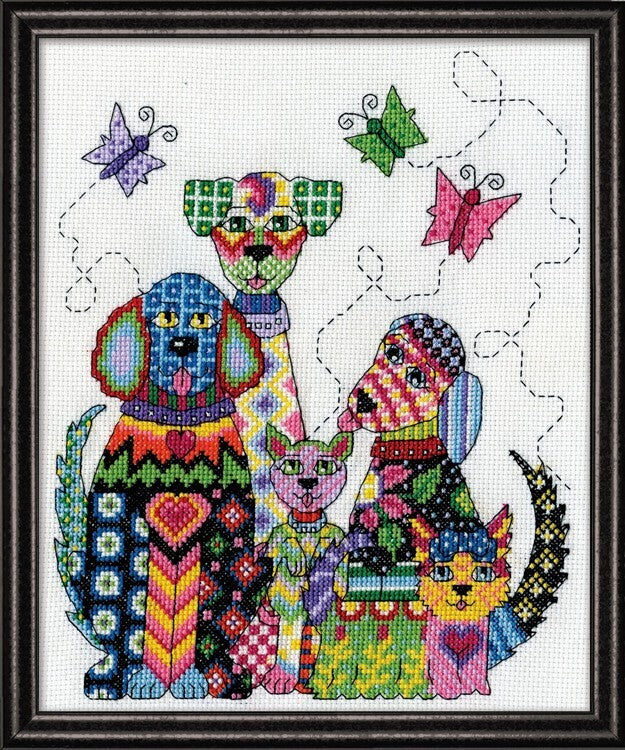 Design Works Patchwork Dogs Cross Stitch Kit - 20cm x 25.5cm