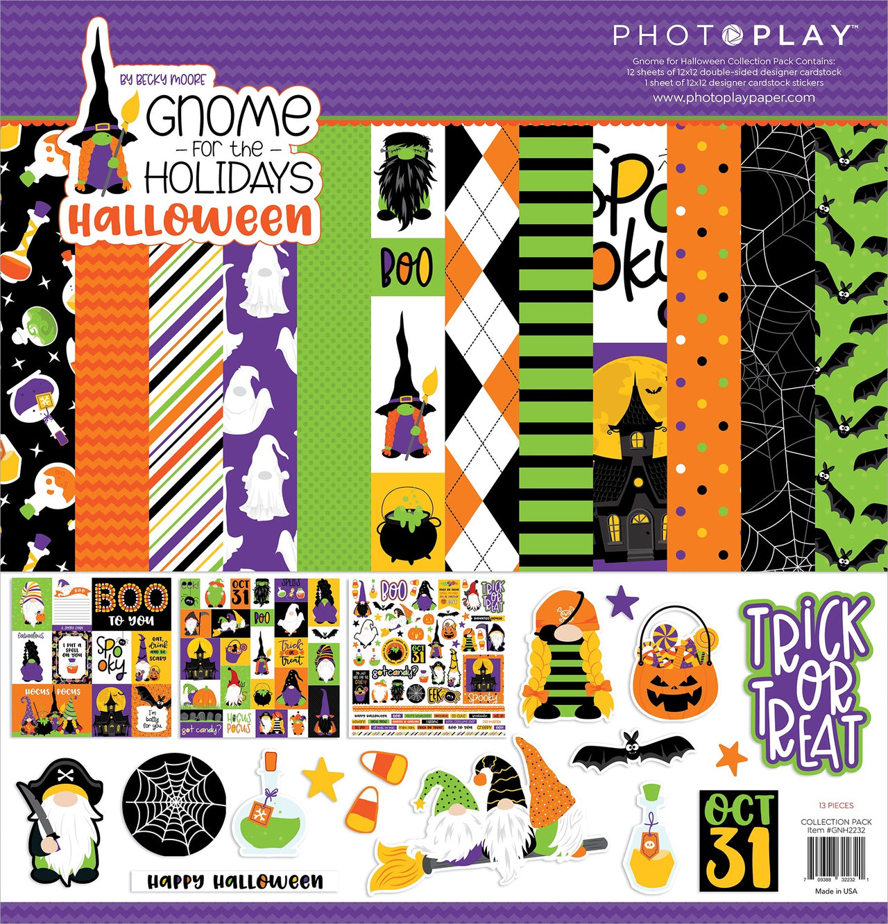Photoplay Paper PhotoPlay Collection Pack 12"X12" - Gnome For Halloween