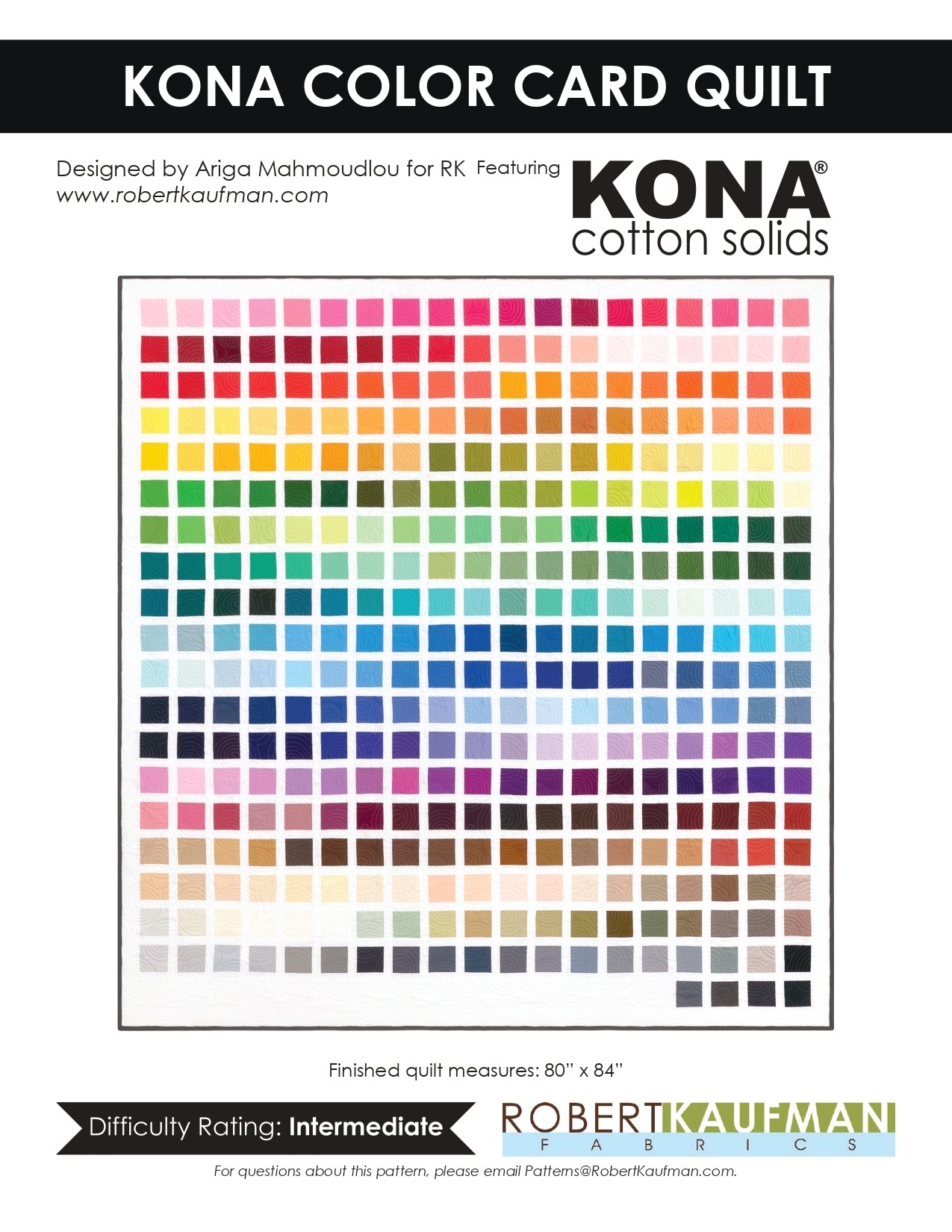 Robert Kaufman Kona Color Card Quilt - Downloadable PDF