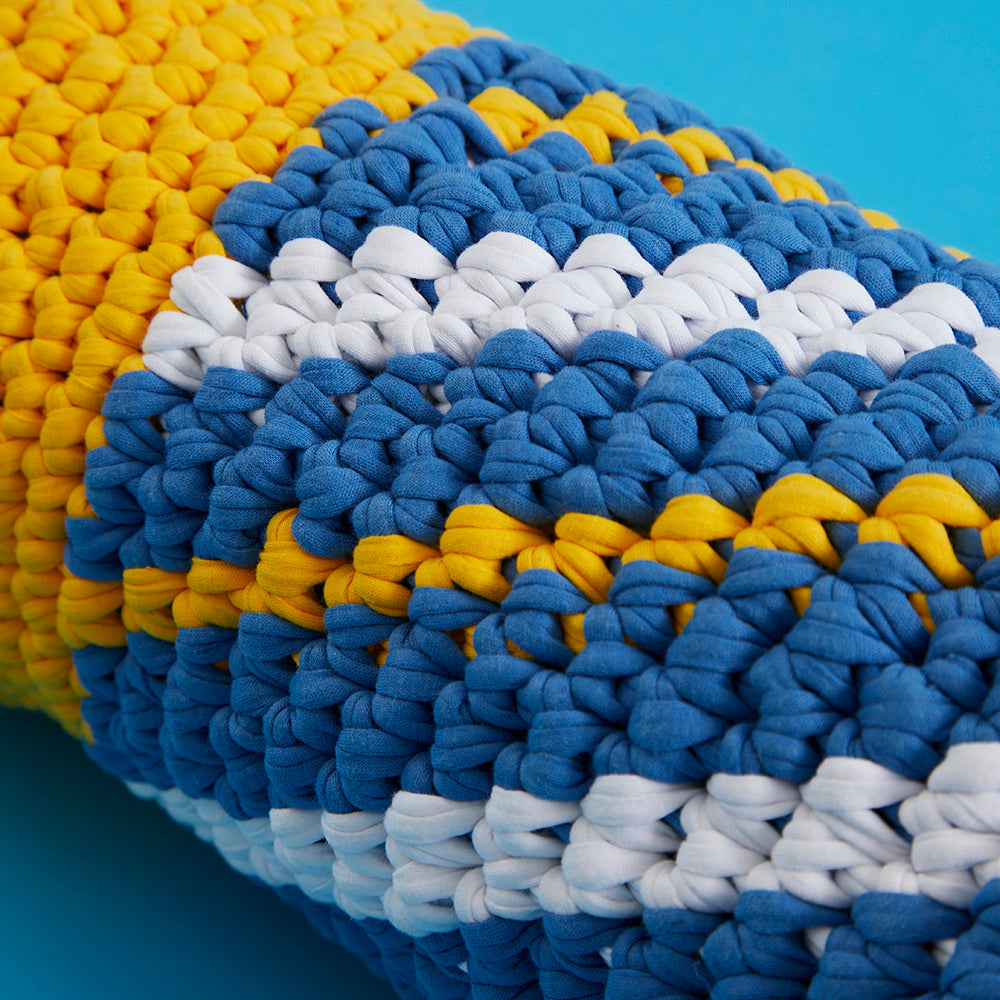 "Twist and Shout Draft Excluder" - Free Cushion Crochet Pattern For Home in Paintbox Yarns Recycled T-Shirt by Paintbox Yarns