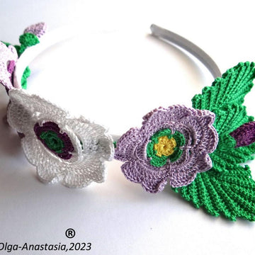 Headband with flowers crochet