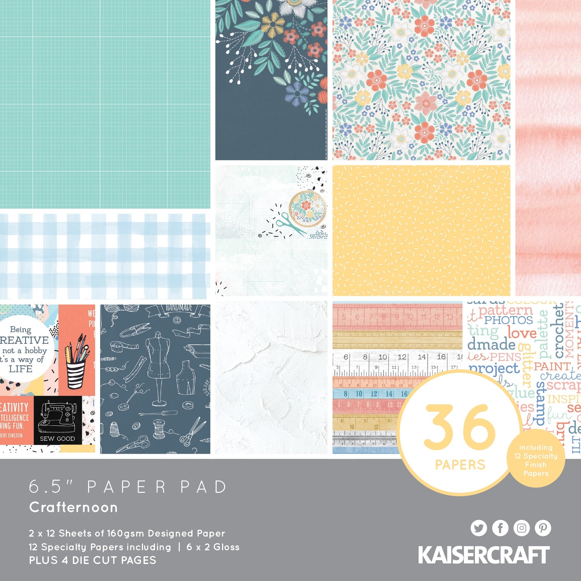 Kaisercraft Paper Pad 6.5"X6.5" 40/Pkg - Crafternoon