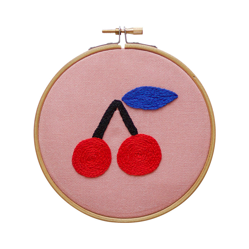 Cotton Clara Cherry Embroidery Hoop Kit - 13cm