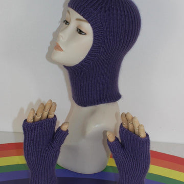 Adult & Teen Aran Rib Balaclava & Matching Gloves