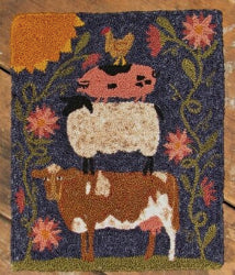 The Old Tattered Flag Farm Friends Large Punch Needle Pattern with Printed Weaver's Cloth - OTF105 - Leaflet
