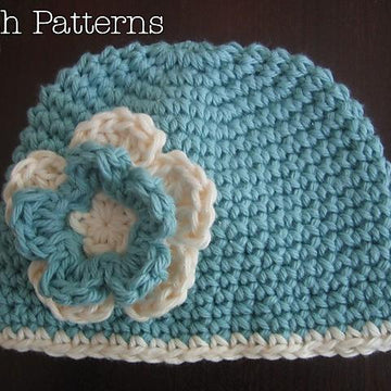 Easy Flower Beanie Crochet Hat Pattern PDF 202