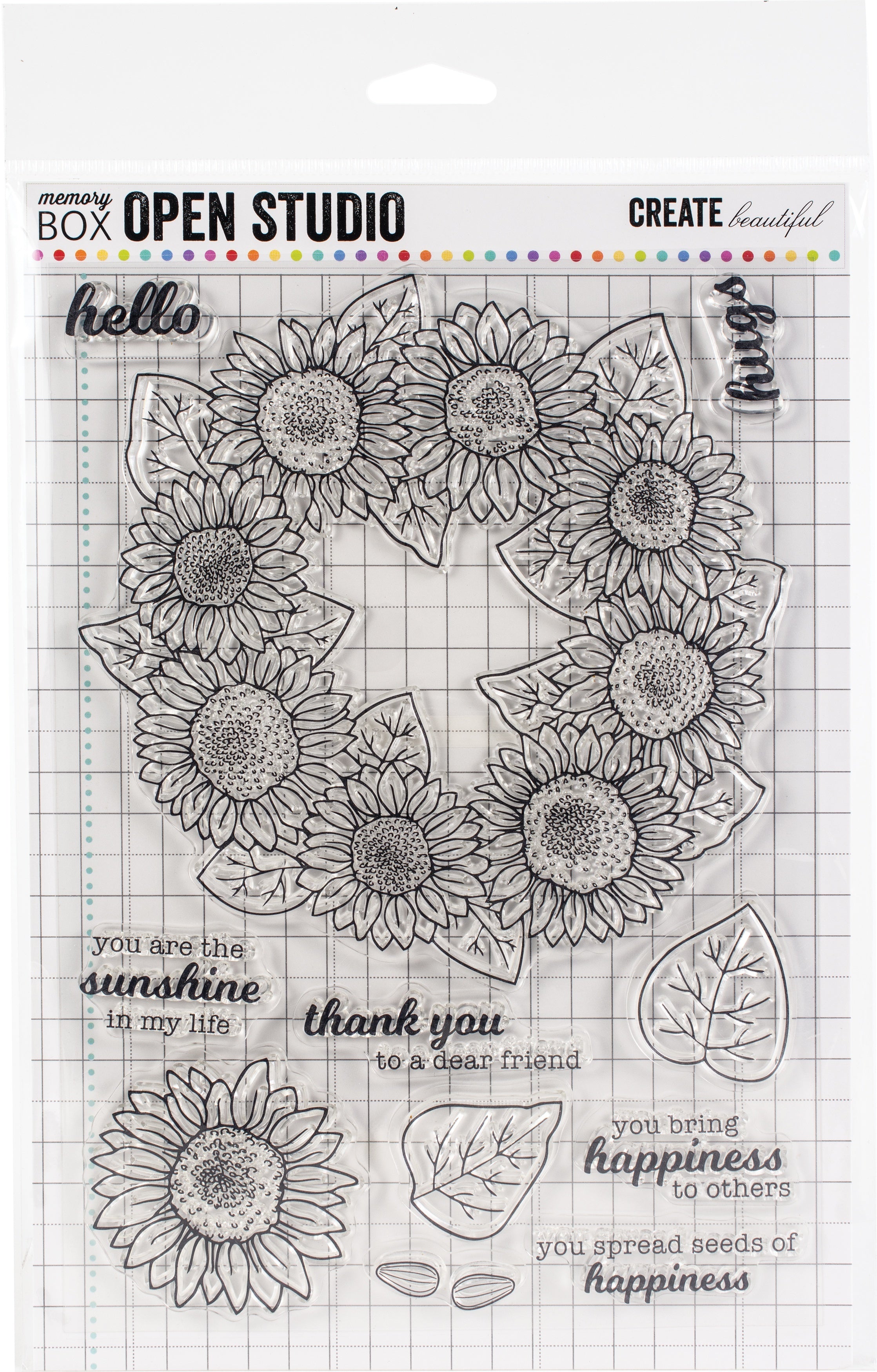 Memory Box Clear Stamps - Sunflower Wreath