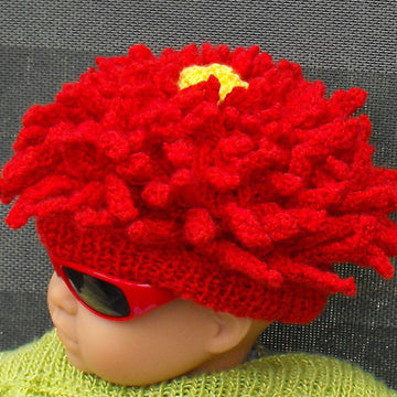 Baby Red Dahlia Beanie Hat