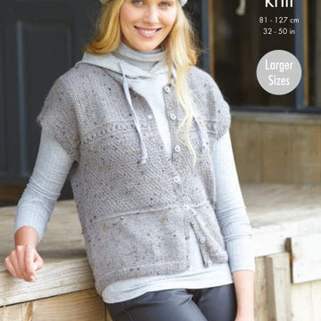 Ladies Round Neck Cardigan and Waistcoat in King Cole Homespun DK - P5797 - Leaflet
