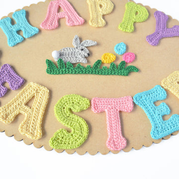 Easter Applique. Wall Plaque. Crochet Letters. Bunny Embellishment. Easter Pattern.