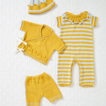 Baby Play Suit, Cardigan, Sweater, Hat and Shorts in King Cole Cottonsoft - 6022 - Leaflet