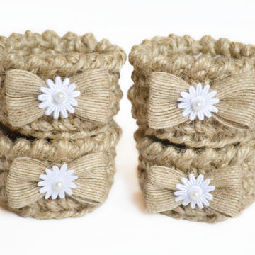Jute twine crochet baskets. Small wedding baskets. Table decor. Candy baskets. Easter egg baskets