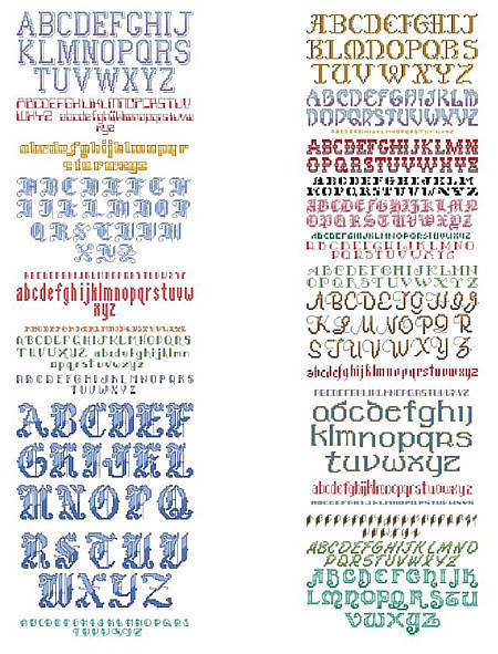 Cross Stitch Alphabets with Backstitching - PDF