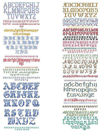 Cross Stitch Alphabets with Backstitching - PDF