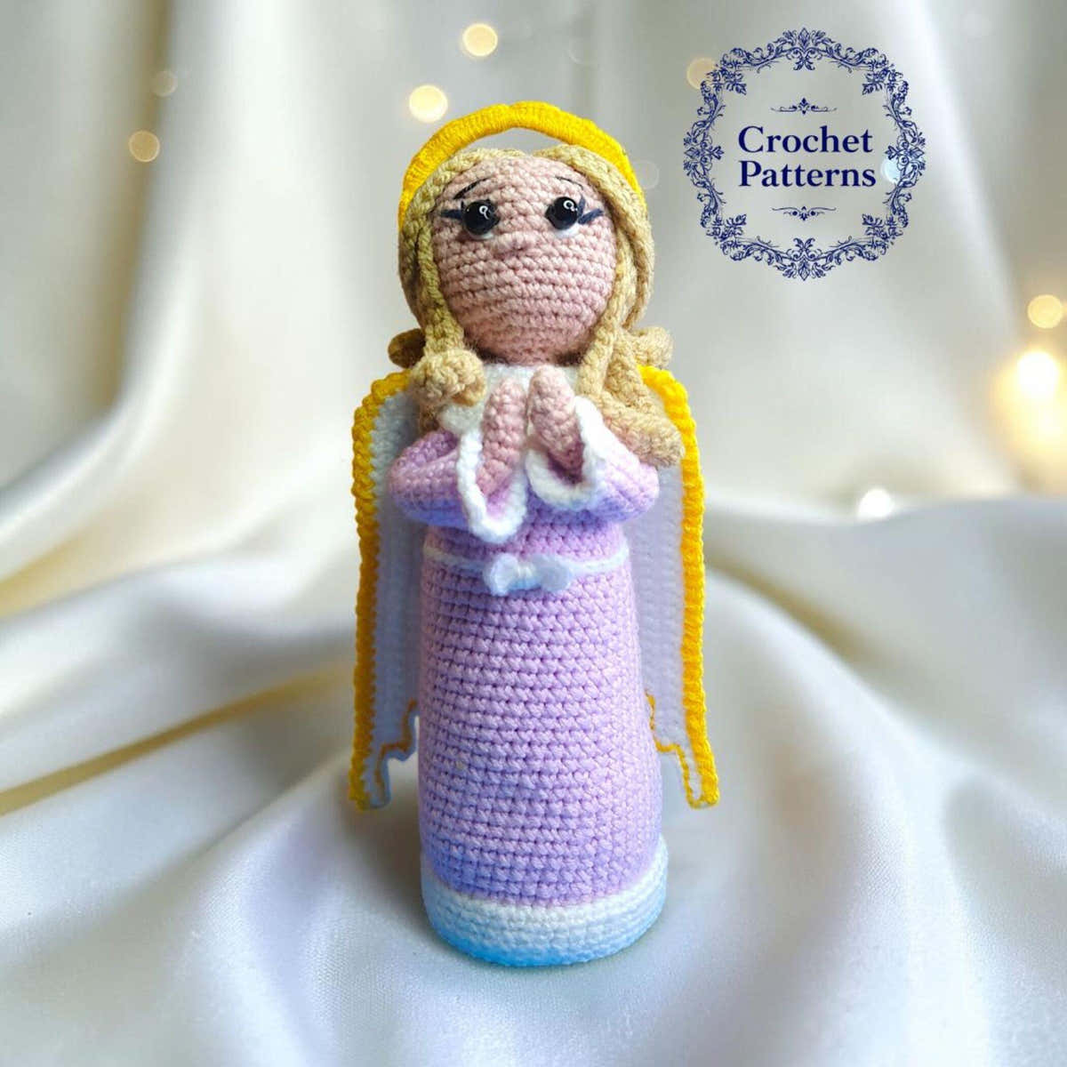 Christmas Guardian Angel Toy Crochet Pattern, Amigurumi Catholic, Baptism Pattern, 9 inch Angel