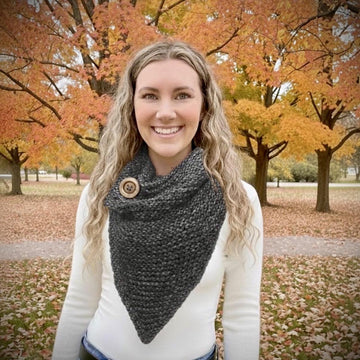 Sisterly Chic Button Chunky Triangle Scarf