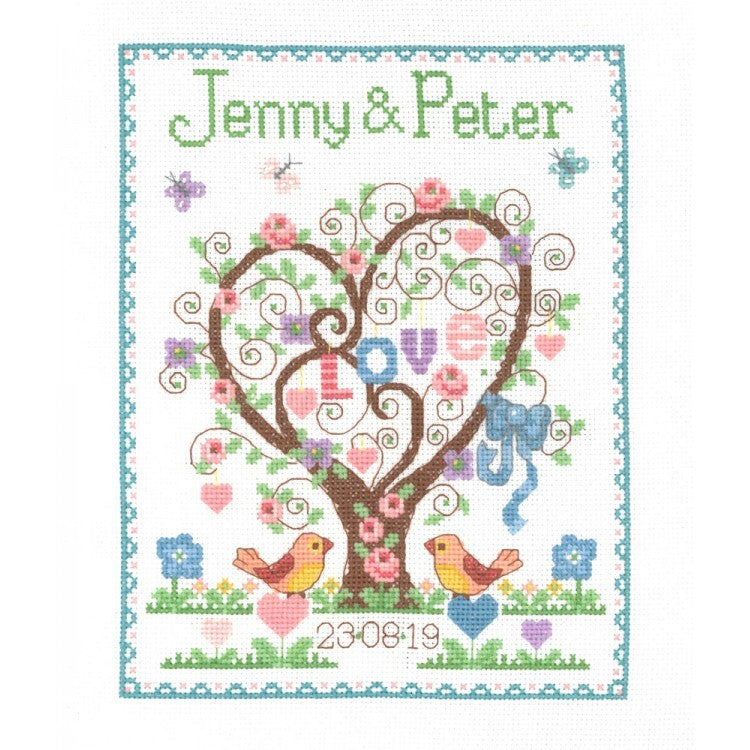 Creative World of Crafts Love Heart Sampler Cross Stitch Kit - 18cm x 23cm