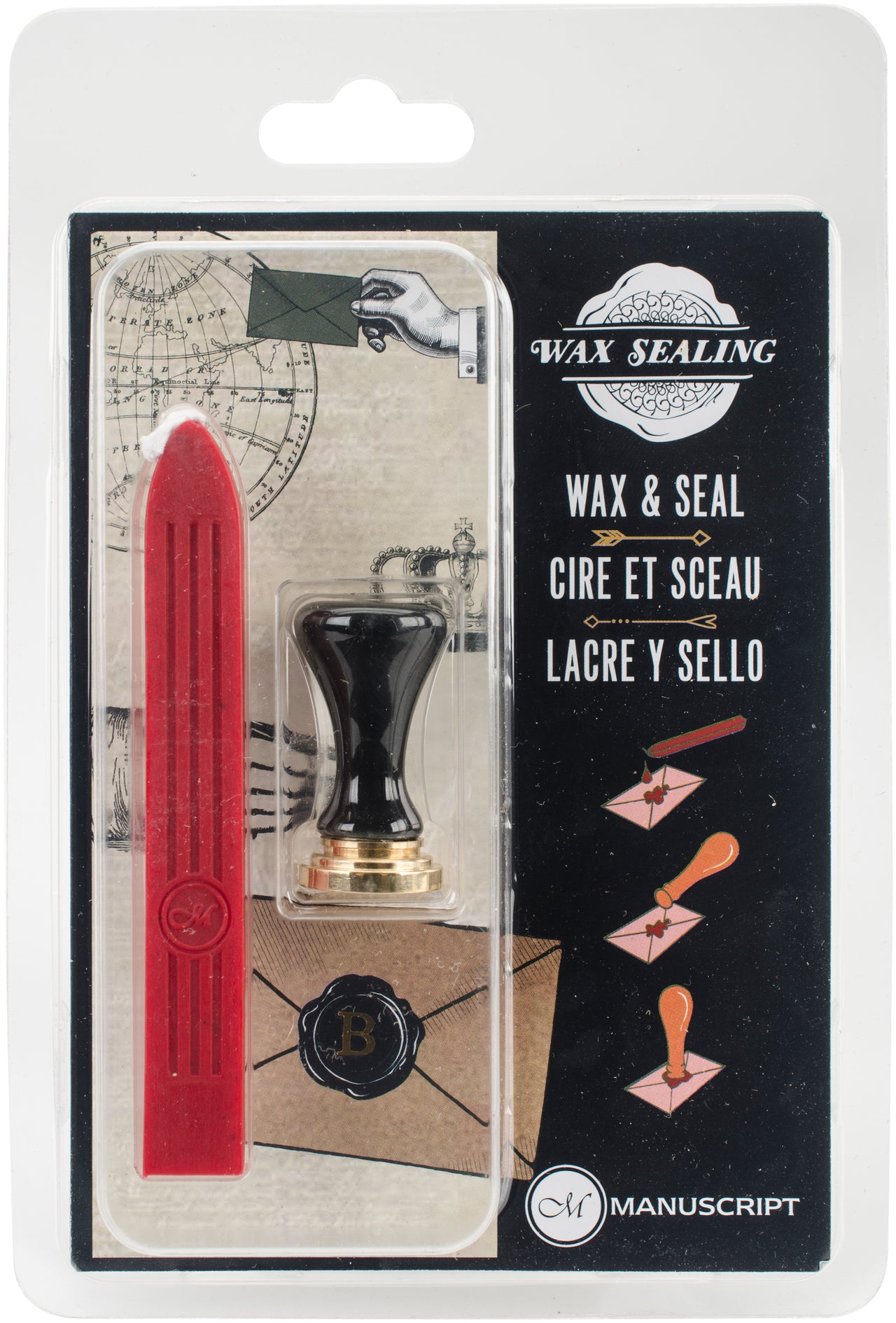 Manuscript Pen Manuscript Short Handle Design Sealing Set W/Red Wax - B
