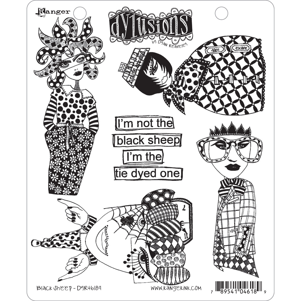 Ranger Dyan Reaveley's Dylusions Cling Stamp Collections 8.5"X7" - Black Sheep
