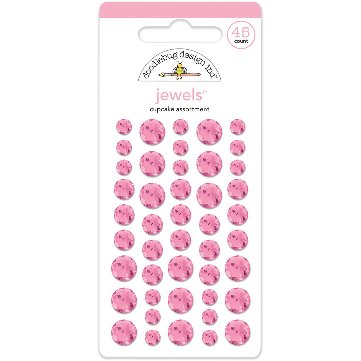 Doodlebug Adhesive Jewels 6mm, 8mm & 10mm 45/Pkg - Cupcake
