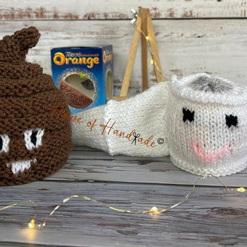 Poop and Toilet Roll Chocolate Orange Cover Knitting Pattern