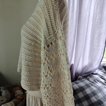 Cream Crochet Long Sleeve Pullover