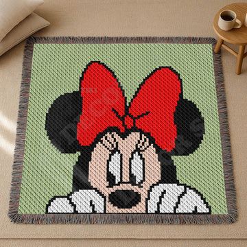 C2C Minnie Mouse Red Bow Blanket Receiving Green Afghan Crochet PATTERN