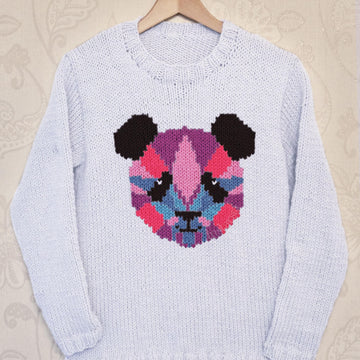 Intarsia - Geometric Panda Chart  - Adults Sweater