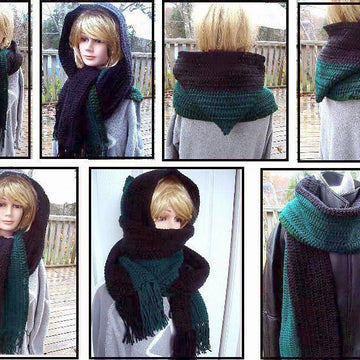 502, CROCHET FRINGED HOODED SCARF