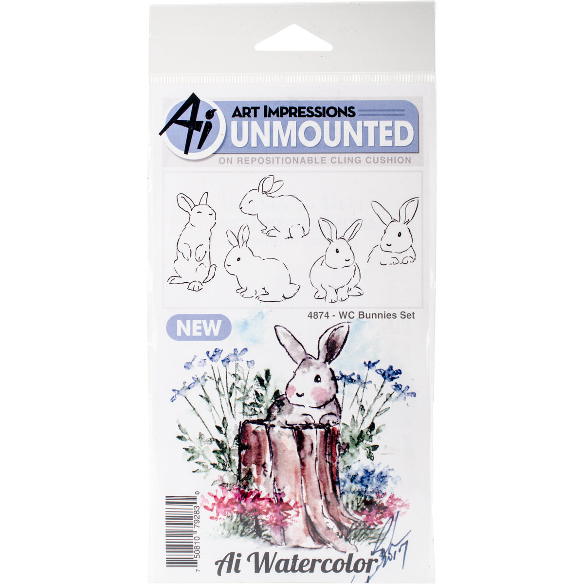 Art Impressions Watercolor Cling Rubber Stamps - Bunnies