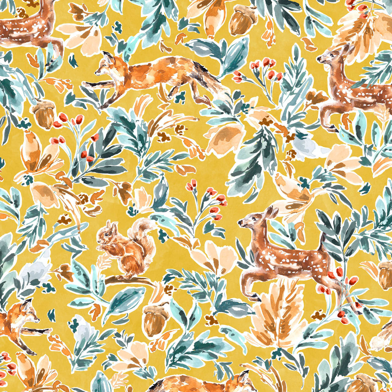 Dashwood Studio Into The Wild - Watercolour Woodland - Yellow