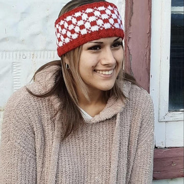 Red and White Checkerboard Headband