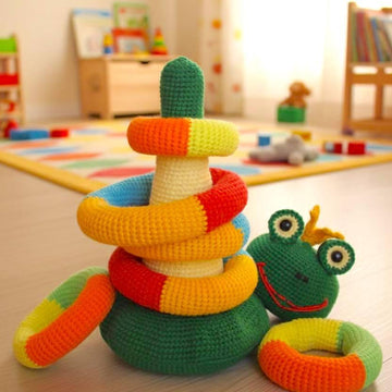 Stacking rings multi-color frog
