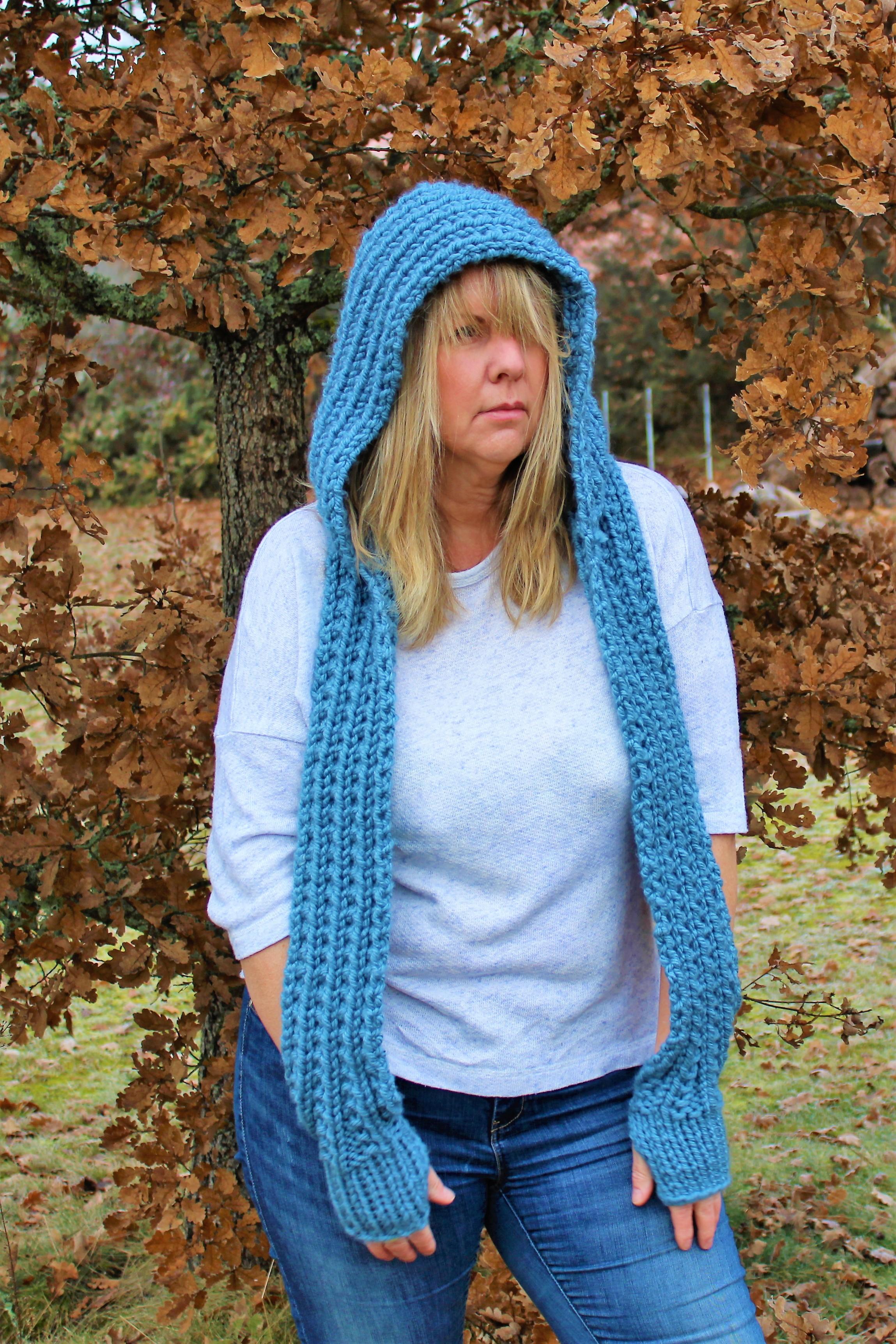 Winter Blues Hooded Scarf