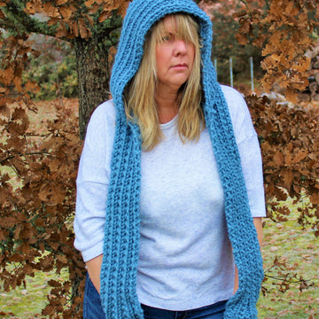 Winter Blues Hooded Scarf