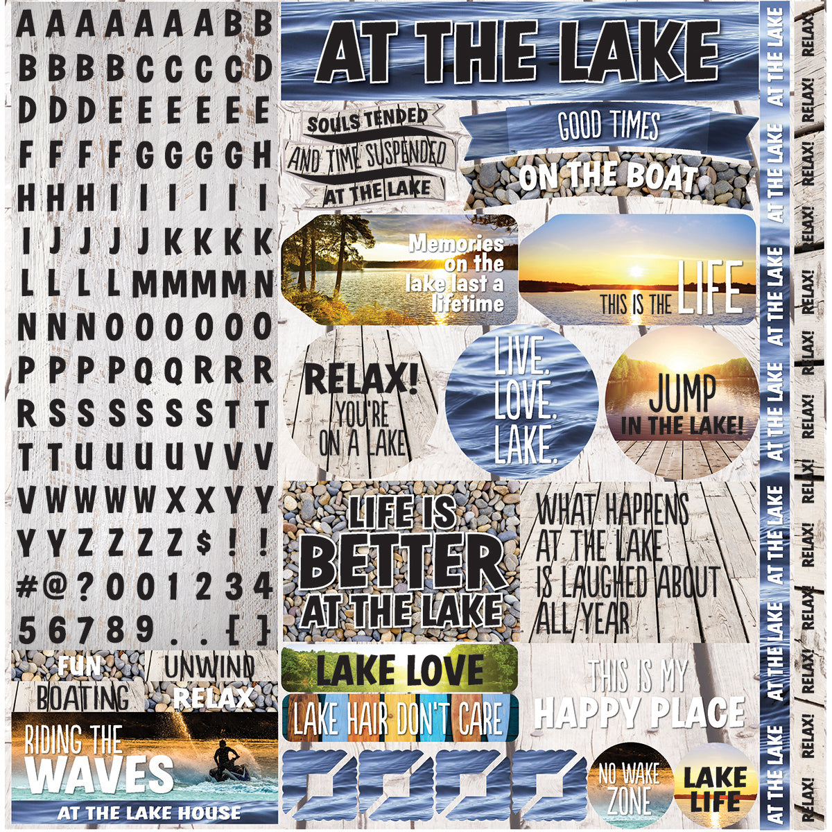 Reminisce Lake Life Alpha Stickers 12"X12" - 305482