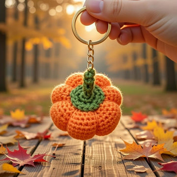 Pumpkin Keychain Crochet Pattern (PDF + Video Tutorial) – Beginner