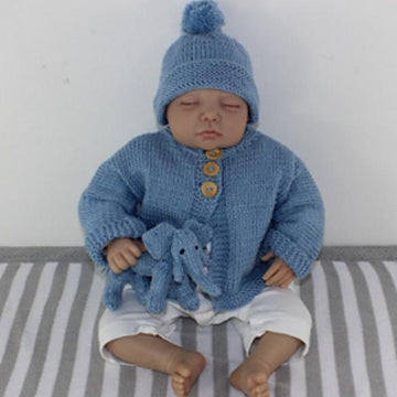 New Baby Matinee Coat,Bobble Beanie & Elephant