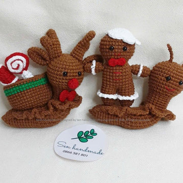 Ginger bread Snail- Crochet pattern- PDF file- English