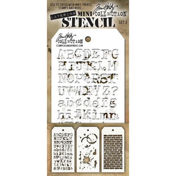Stampers Anonymous Tim Holtz Mini Layered Stencil Set 3/Pkg - Set #3