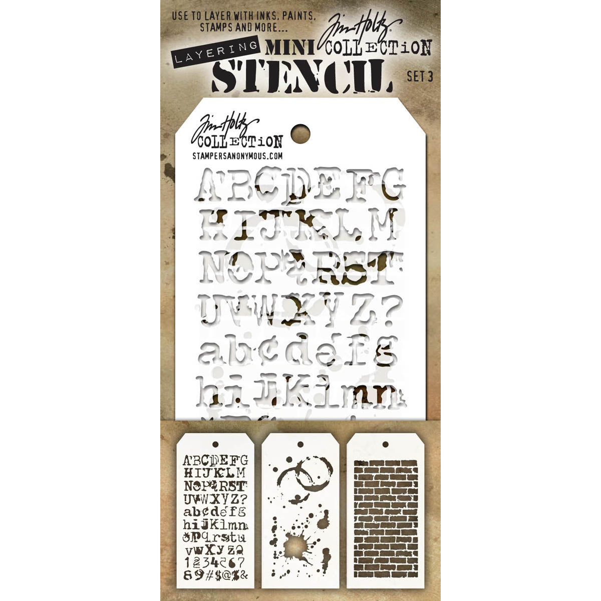 Stampers Anonymous Tim Holtz Mini Layered Stencil Set 3/Pkg - Set #3