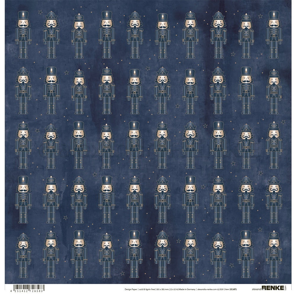 Alexandra Renke Nutcracker Design Paper 12"X12" 25/Pkg - Nutcracker In Blue